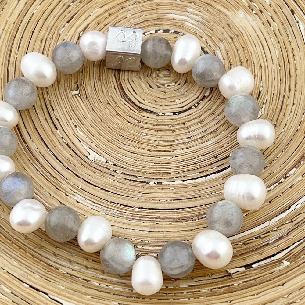 Natuursteenarmband Pearls & Gems Luna