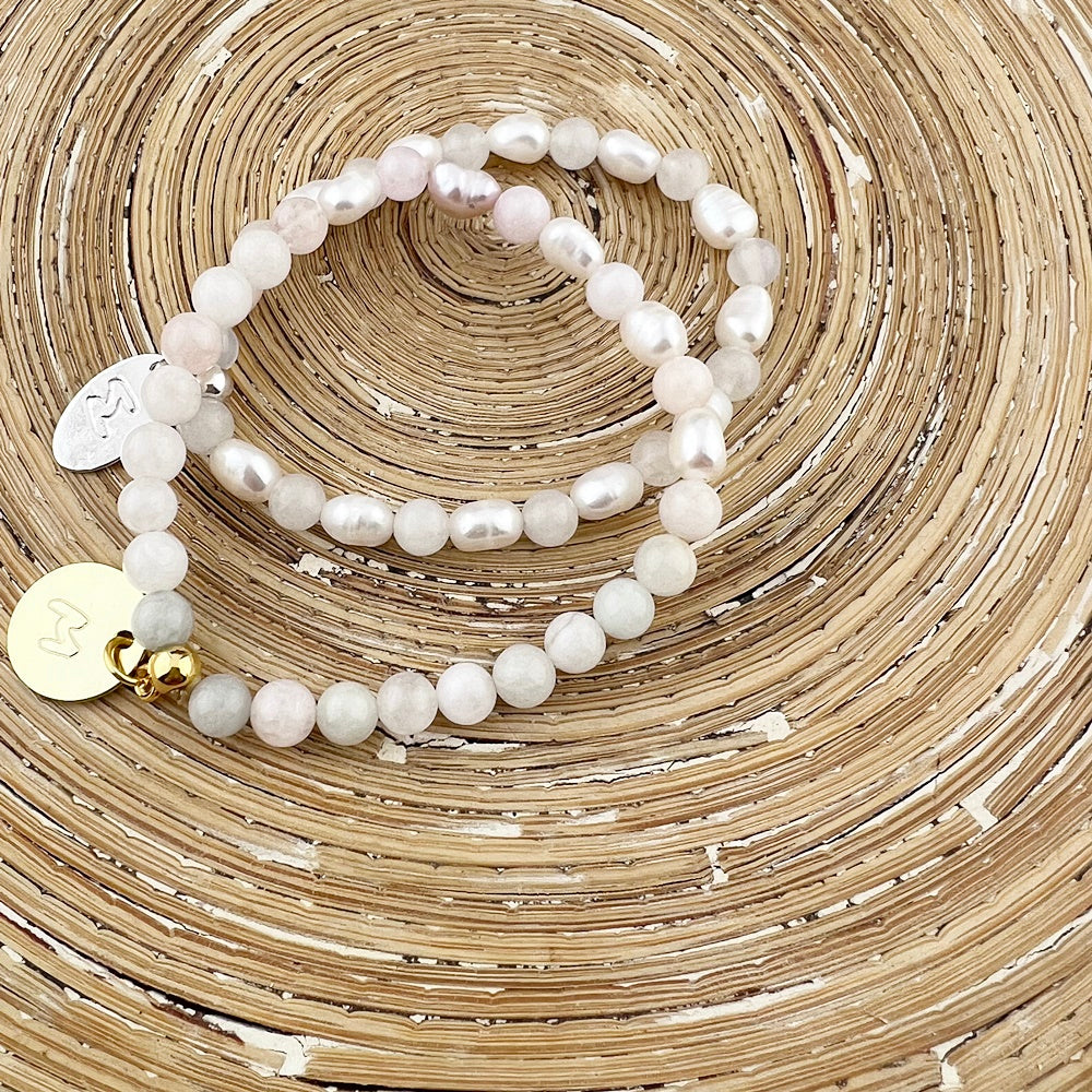 Natuursteenarmband Pearls & Gems Perla