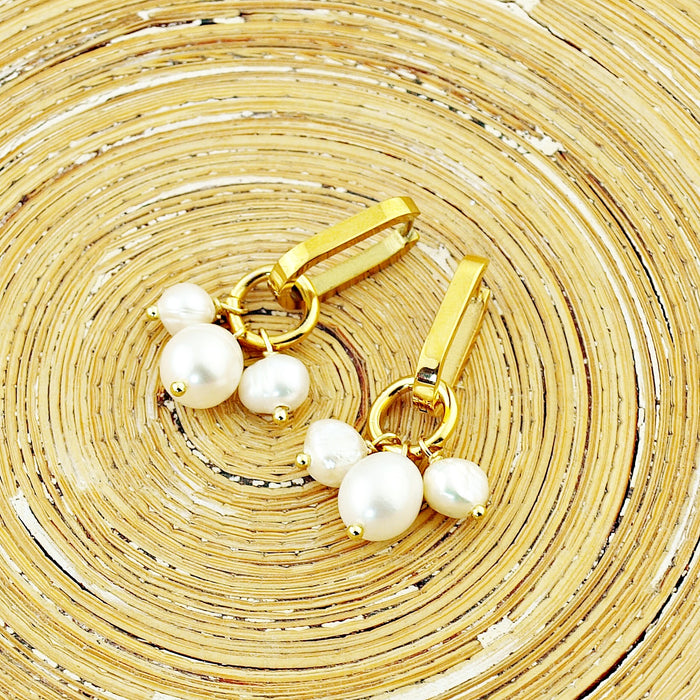 Oorbellen Oval bundle pearls