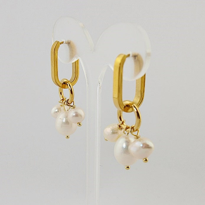 Oorbellen Oval bundle pearls