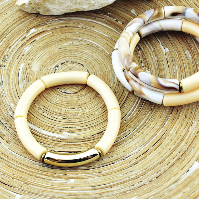 Armband Tube Beige Gold