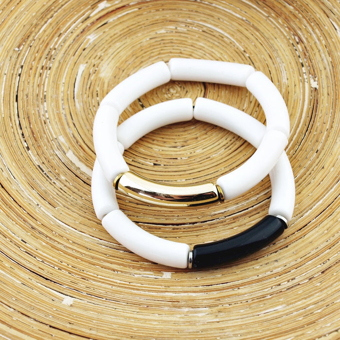 Armband Tube in wit met zwart en goud