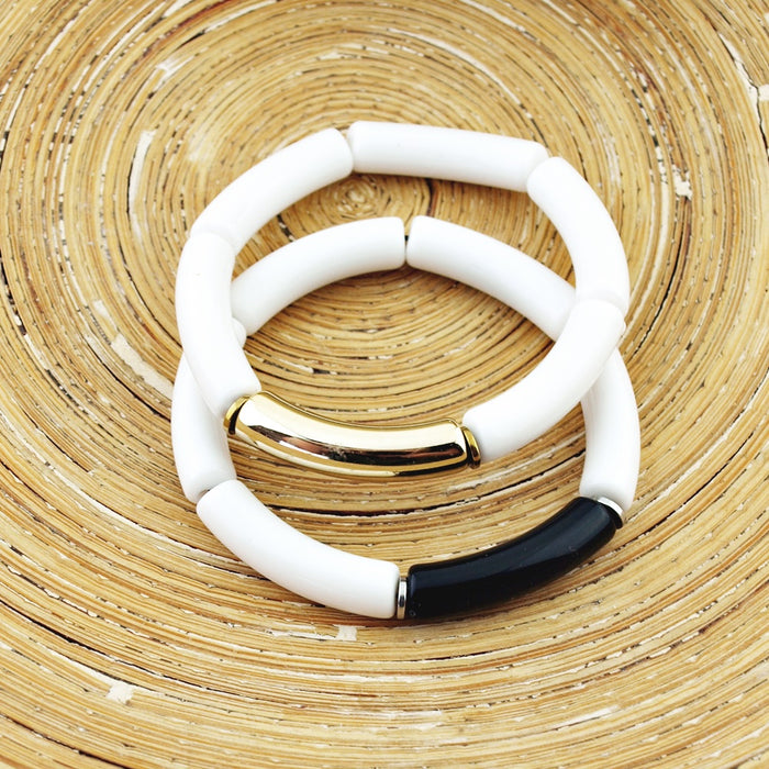 Armband Tube in wit met zwart en goud