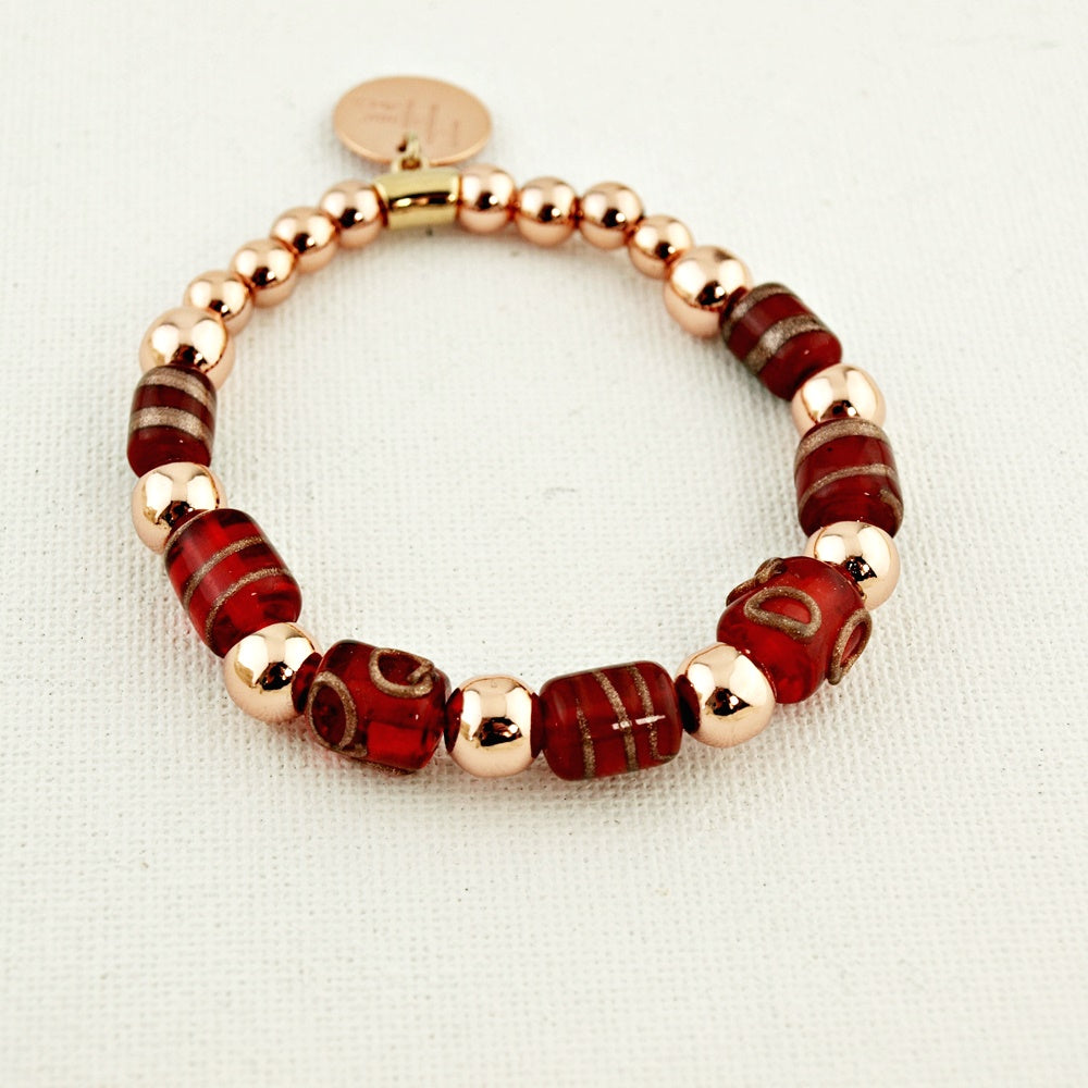 Armband Bohemien Mix koraal en rood