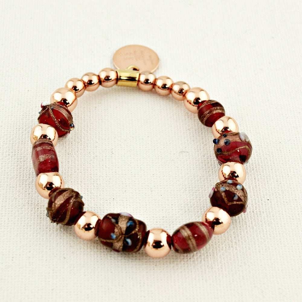 Armband Bohemien Mix koraal en rood