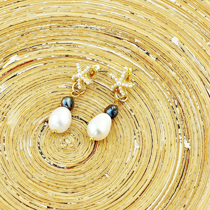 Oorbellen Pearl Starfish Duo