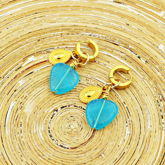 Oorbellen creool Turquoise Heart